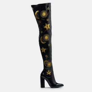 KOI footwear ASTRID Gold Star and Moon Long Boots Black Outlet