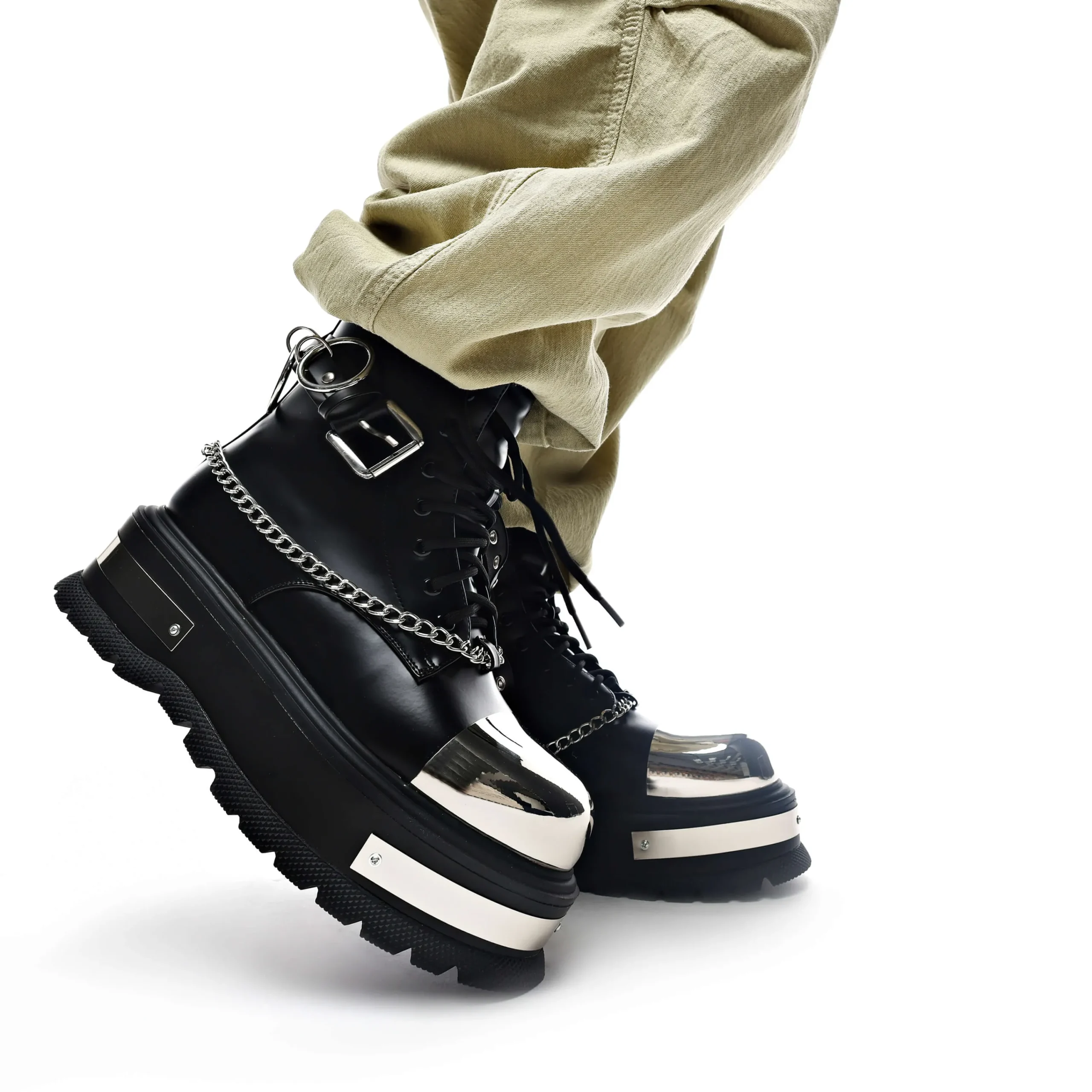 KOI footwear Borin Hardware Platform Boots Black Fashion