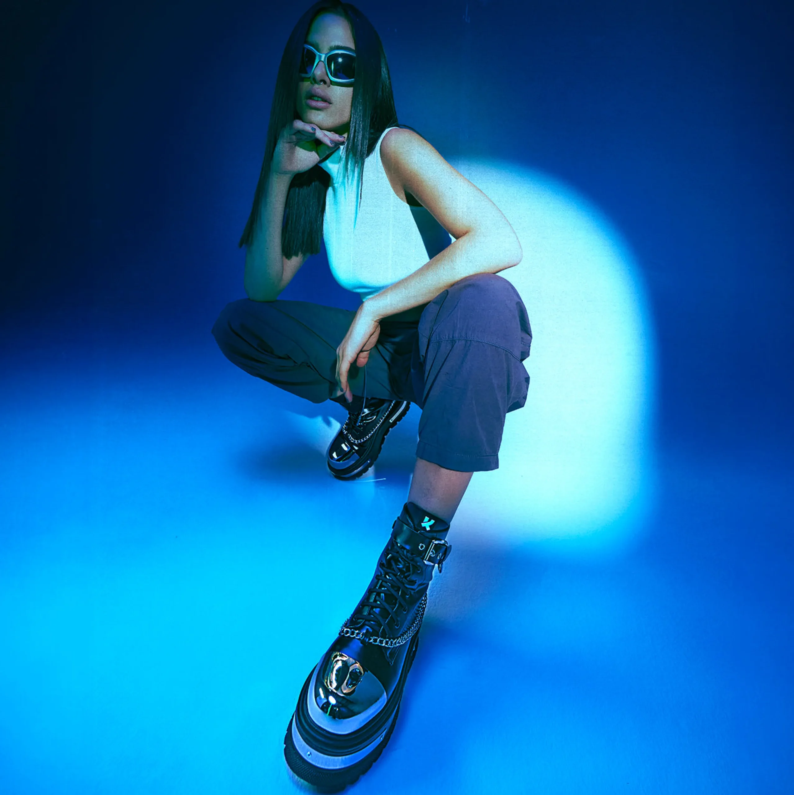 KOI footwear Borin Hardware Platform Boots Black Fashion