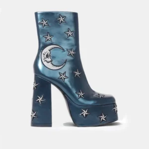 KOI footwear Dreams of Mooncraft Teal Heeled Boots Blue Flash Sale