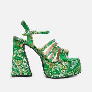 KOI footwear Dynasty Platform Strappy Heels Green Sale