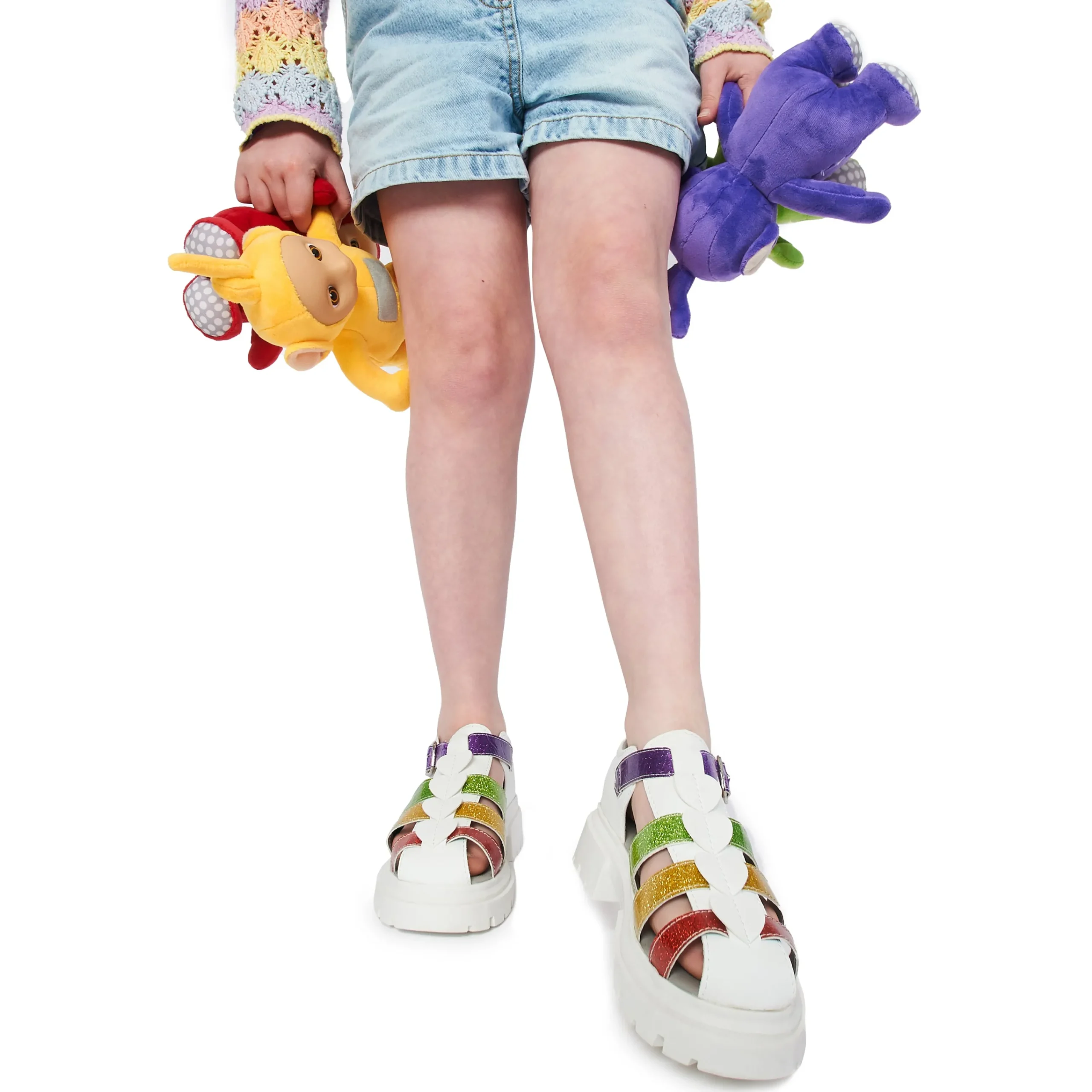 KOI footwear Glitter Trumpets Teletubbies Kidz Sandals - White Best