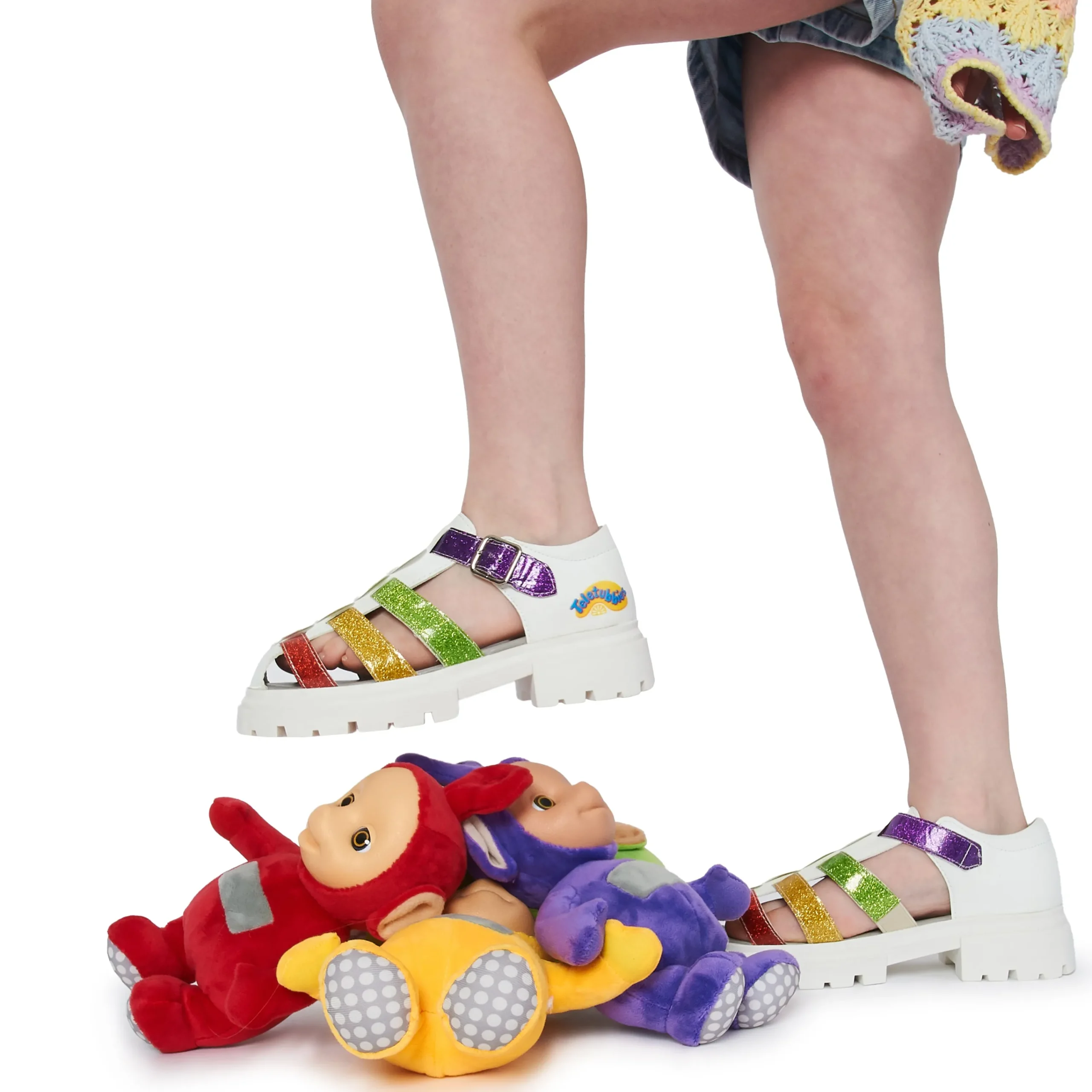 KOI footwear Glitter Trumpets Teletubbies Kidz Sandals - White Best