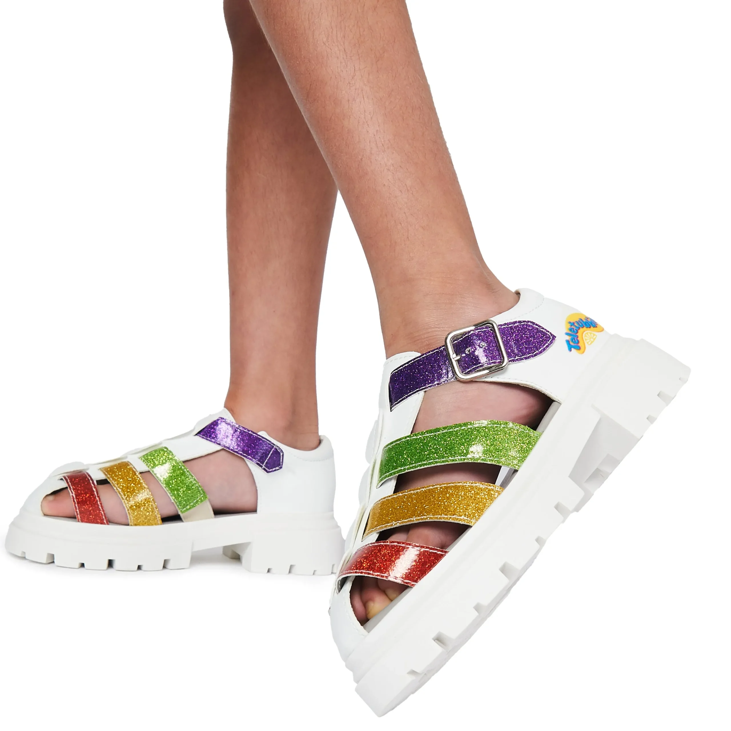 KOI footwear Glitter Trumpets Teletubbies Kidz Sandals - White Best