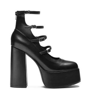 KOI footwear Gurren Strappy Platform Heels Black Online