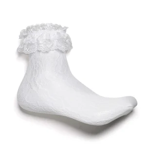 KOI footwear Heiress Lace Ruffle Socks White New