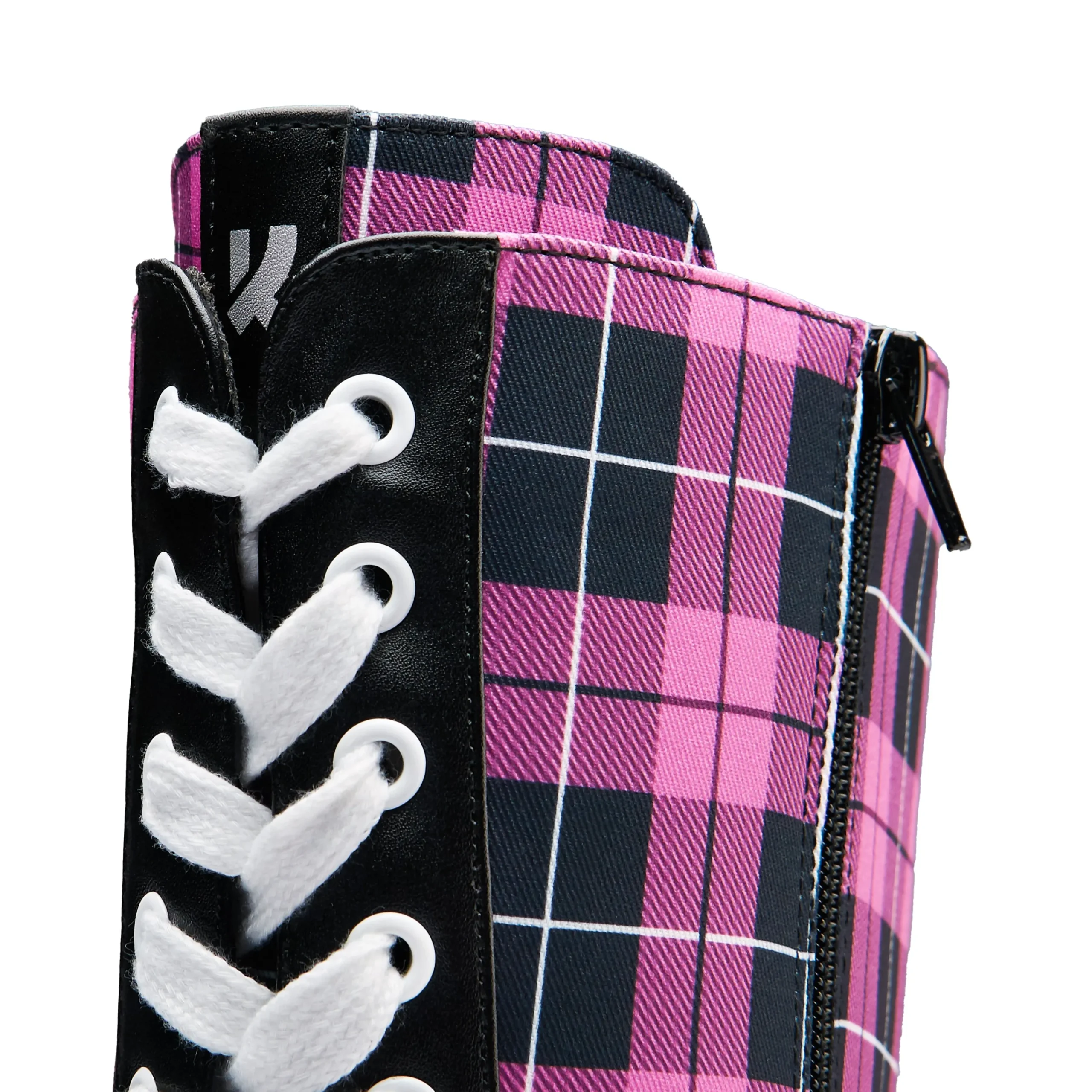 KOI footwear Irrelevant Long Platform Boots - Check Pink Shop