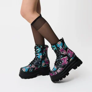 KOI footwear L’otta Monsters Trident Platform Boots - Black Multi Cheap