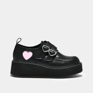 KOI footwear Pothos Pink Heart Wave Platform Shoes Black Online