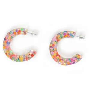 KOI footwear Rainbow Glitter Chaser Hoop Earrings Multi Flash Sale
