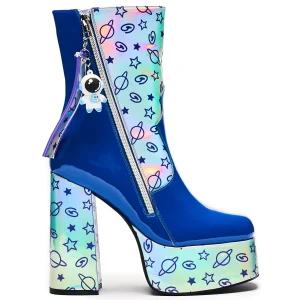 KOI footwear Spaceman Supernova Platform Heeled Boots Purple Discount