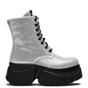 KOI footwear Vampire Skin Platform Glittering Boots Silver Sale