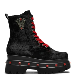 KOI footwear Volterra Velvet Crow Platform Boots Black Clearance