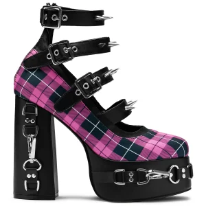 KOI footwear Wasted Reasons Platform Chain Heels - Check Pink Flash Sale