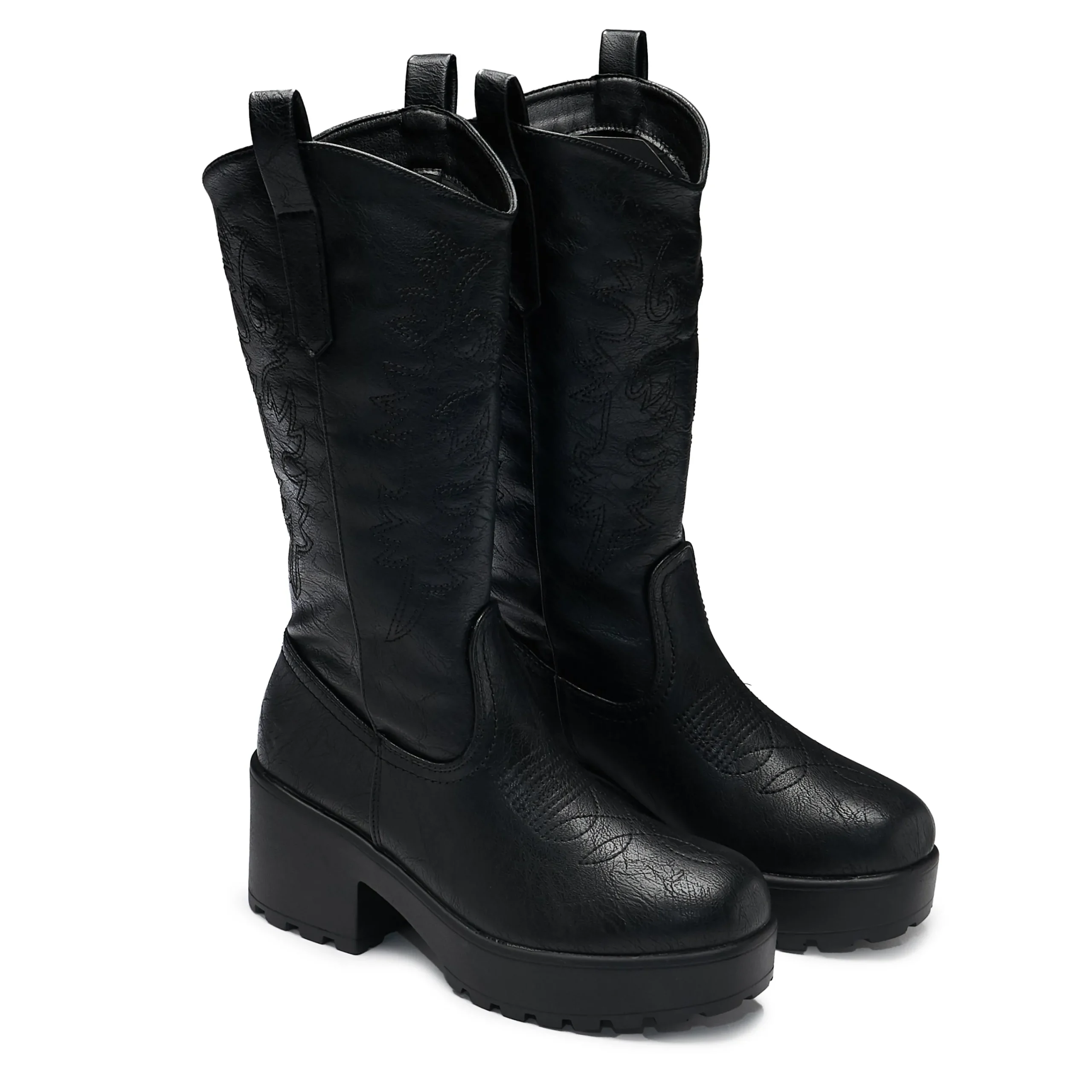 KOI footwear Wintu Long Chunky Western Boots - Vintage Black New