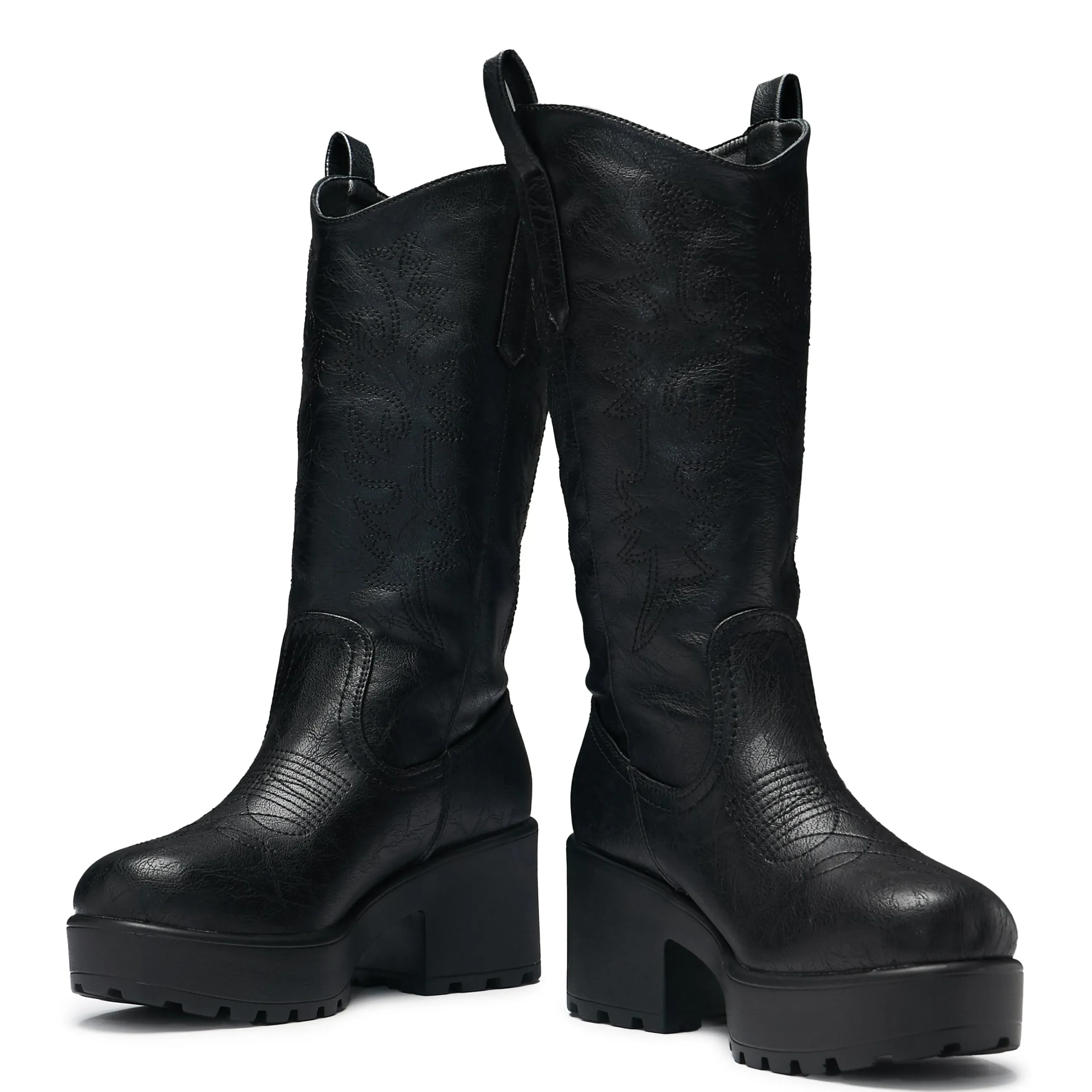KOI footwear Wintu Long Chunky Western Boots - Vintage Black New